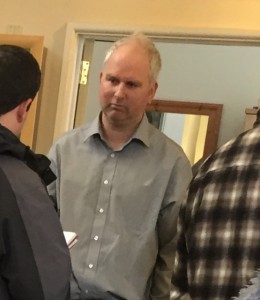 Joel chatting to locals